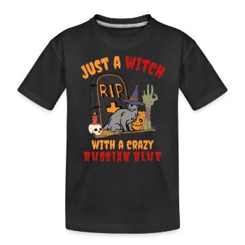 Mignon et effrayant chat d’Halloween bleu russe - T-shirt bio Premium Enfant - noir - Devant