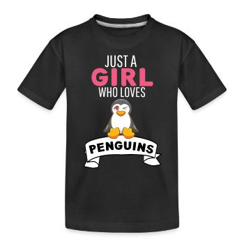 Antarctique Oiseau Zoo Animal Fille Cadeau Pingouin - T-shirt bio Premium Enfant - noir - Devant