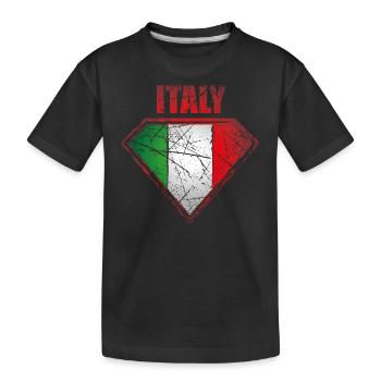 italy superhero flag vintage retro symbol - Kids' Premium Organic T-Shirt - black - Front