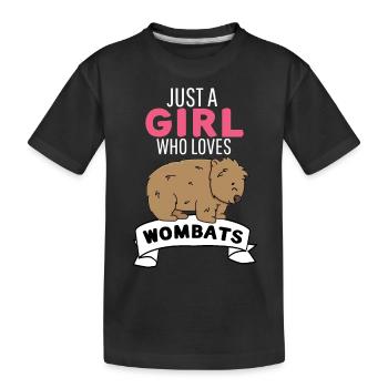 Nur ein Mädchen das Wombats liebt Wombat - Kinder Premium Bio T-Shirt - Schwarz - Vorne