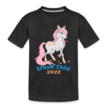 Schulkind 2022 Island Pferd - Erster Schultag - Kinder Premium Bio T-Shirt - Schwarz - Vorne