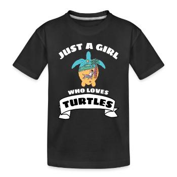 Été Plage Animal Fille Cadeau Tortue - T-shirt bio Premium Enfant - noir - Devant