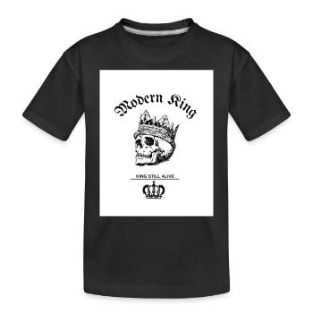 Noir Blanc Illustrated Skull King T Shirt - T-shirt bio Premium Enfant - noir - Devant