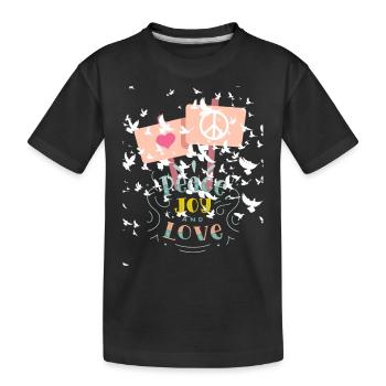 Peace and Love - Kinder Premium Bio T-Shirt - Schwarz - Vorne