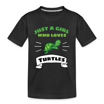 Tortue de mer Fille Cadeau Tortue - T-shirt bio Premium Enfant - noir - Devant
