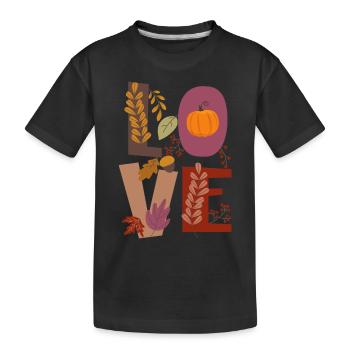 Love Love Autumn Gratitude Pumpkin - Kids' Premium Organic T-Shirt - black - Front