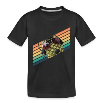 Ananas Pilot Flieger Vintage Sonnenbrille - Kinder Premium Bio T-Shirt - Schwarz - Vorne