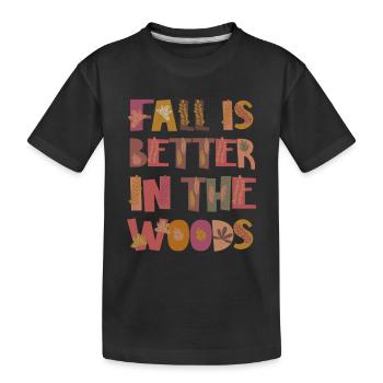 Forest in autumn Gratitude Leaves - Kids' Premium Organic T-Shirt - black - Front