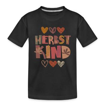 Herbst Kind Dankbarkeit Blätter - Kinder Premium Bio T-Shirt - Schwarz - Vorne