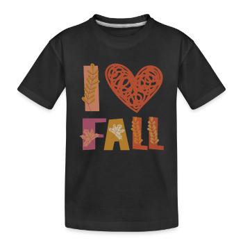 Love Love Autumn Gratitude Leaves - Kids' Premium Organic T-Shirt - black - Front