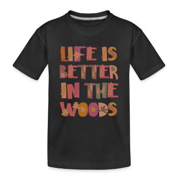 Forest in autumn Gratitude Leaves - Kids' Premium Organic T-Shirt - black - Front
