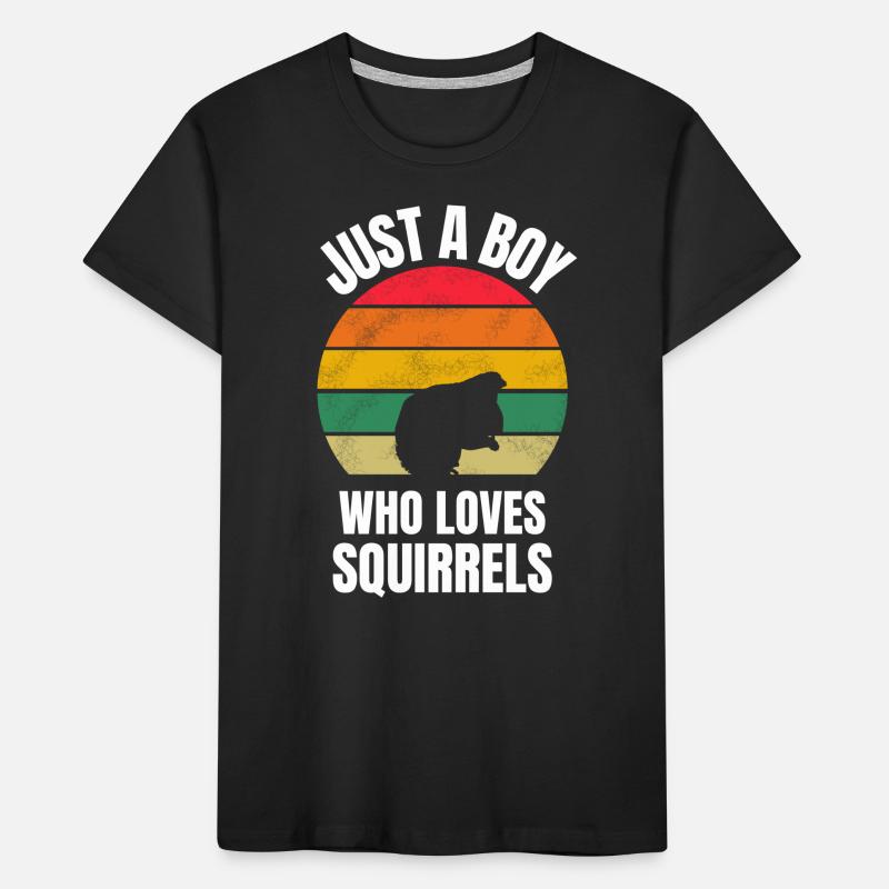 Retro Wald Tier Eichhörnchen Junge Kinder Premium Bio T-Shirt