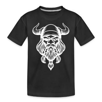 Crâne viking avec casque et barbe Nordmann Wild - T-shirt bio Premium Enfant - noir - Devant