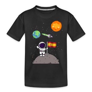 Planet Spanien Flagge Mondlandung Astronaut - Kinder Premium Bio T-Shirt - Schwarz - Vorne