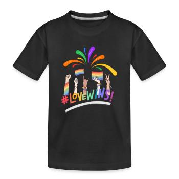 #LoveWins Pride LGBTQ Rainbow T Shirt - Kids' Premium Organic T-Shirt - black - Front
