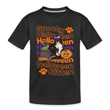 Maine Coon Halloween Katze Spooky Halloween Cat - Kids' Premium Organic T-Shirt - black - Front