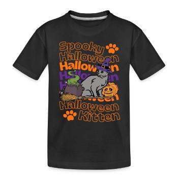 Chat d’Halloween bleu russe Spooky Halloween Cat - T-shirt bio Premium Enfant - noir - Devant