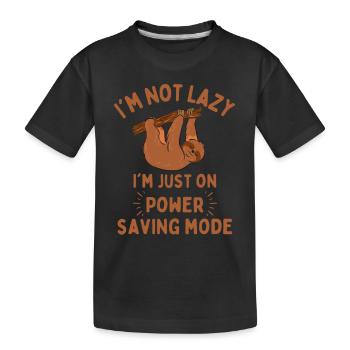Sloth funny saying Power saving mode - Kids' Premium Organic T-Shirt - black - Front