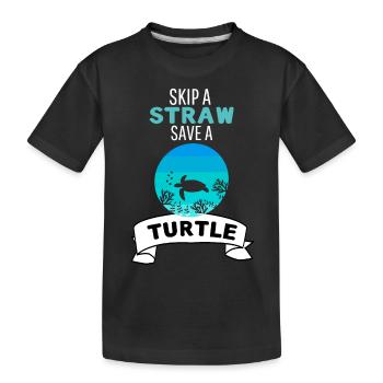 Meeresschildkröte Tierschutz Retro Schildkröte - Kinder Premium Bio T-Shirt - Schwarz - Vorne