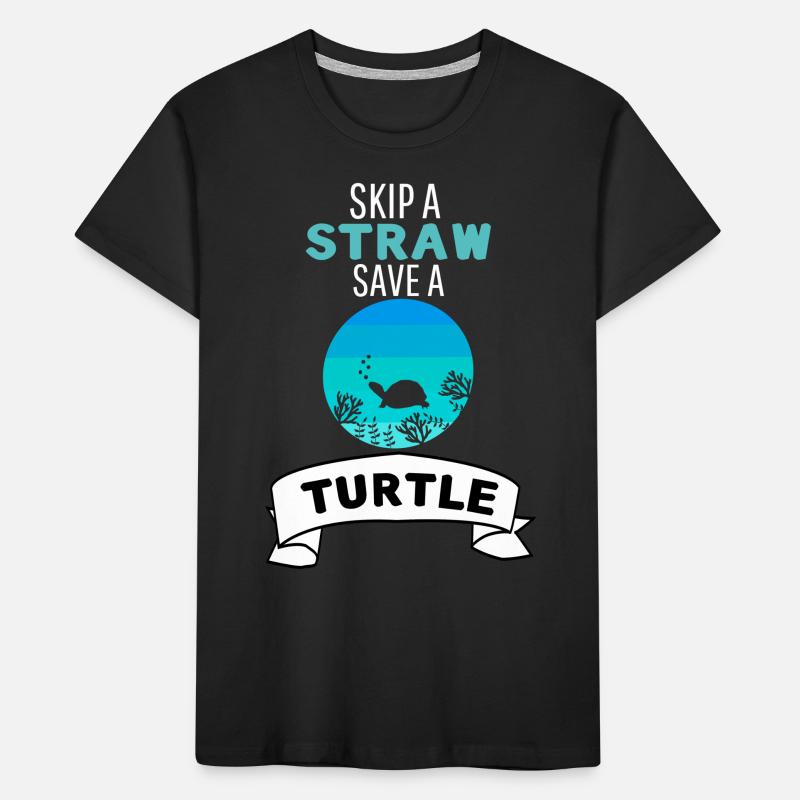 Leave a straw away save a turtle Kids' Premium Organic T-Shirt
