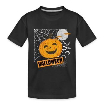 Halloween mit Spinnennetz - Kinder Premium Bio T-Shirt - Schwarz - Vorne