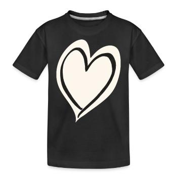Herz weiß schwarz - Kinder Premium Bio T-Shirt - Schwarz - Vorne