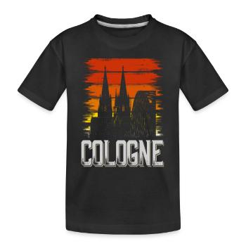 Cathédrale de Cologne Allemagne Ville Skyline Vintage Rétro - T-shirt bio Premium Enfant - noir - Devant