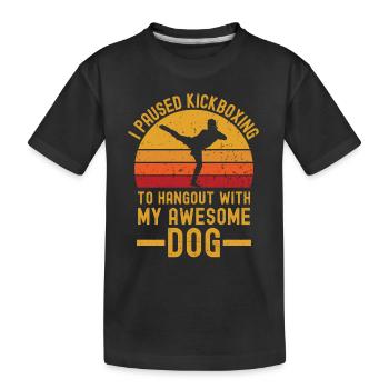 Kickboxen und Hund retro vintage - Kinder Premium Bio T-Shirt - Schwarz - Vorne
