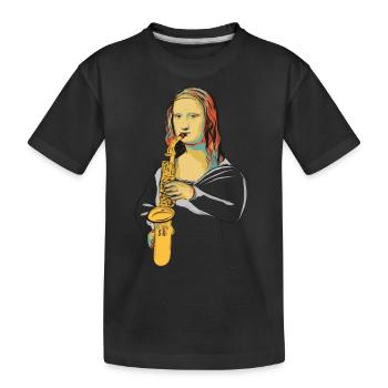 Monalisa spielt Saxophon - Kinder Premium Bio T-Shirt - Schwarz - Vorne