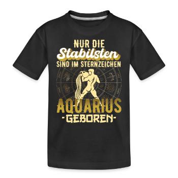 Sternzeichen Aquarius Wassermann Geschenkidee - Kinder Premium Bio T-Shirt - Schwarz - Vorne