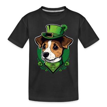Jack russell St patricks day - Kids' Premium Organic T-Shirt - black - Front