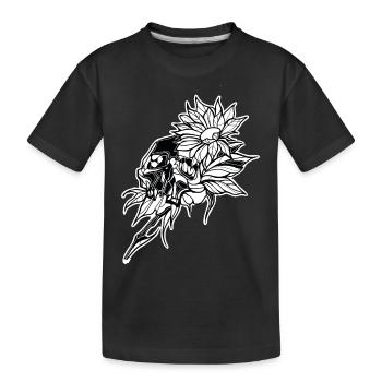 Crâne // Fleur // Illustration - T-shirt bio Premium Enfant - noir - Devant