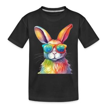 Lapin coloré cool avec des lunettes de soleil lapin - T-shirt bio Premium Enfant - noir - Devant