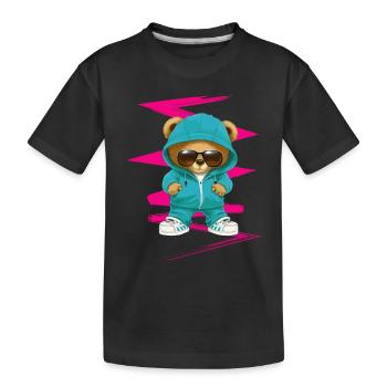 Funky Teddy - Kinder Premium Bio T-Shirt - Schwarz - Vorne