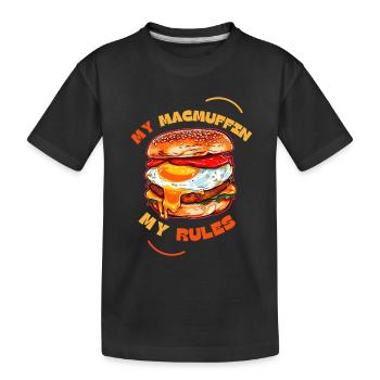 Mein McMuffin Meine Regeln - Kinder Premium Bio T-Shirt - Schwarz - Vorne