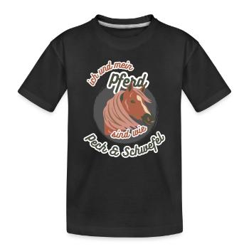 Cooles Pferde Haustier Reitpony Friese Geschenk - Kinder Premium Bio T-Shirt - Schwarz - Vorne
