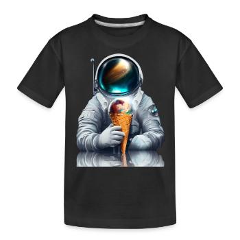 Waffel Eis Astronaut - Kinder Premium Bio T-Shirt - Schwarz - Vorne