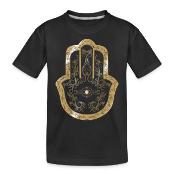 Hamsa Main d’or Fatima - T-shirt bio Premium Enfant - noir - Devant