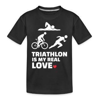 Ich Liebe Triathlon - Kinder Premium Bio T-Shirt - Schwarz - Vorne