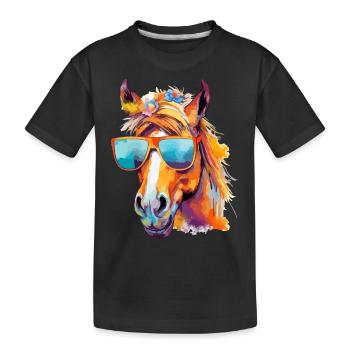 Mina la jument à lunettes - T-shirt bio Premium Enfant - noir - Devant