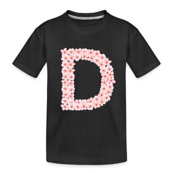 D aus Kirschblüten - Kinder Premium Bio T-Shirt - Schwarz - Vorne