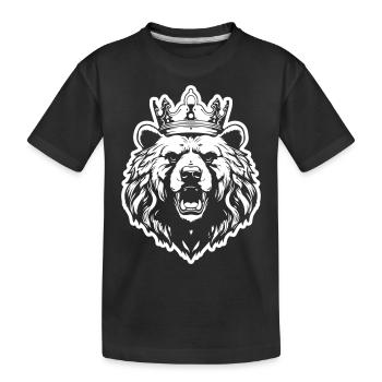 Bär Grizzly Krone - Kinder Premium Bio T-Shirt - Schwarz - Vorne
