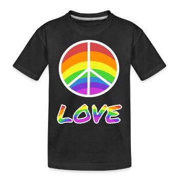 Peacezeichen Love Regenbogen - Kinder Premium Bio T-Shirt - Schwarz - Vorne