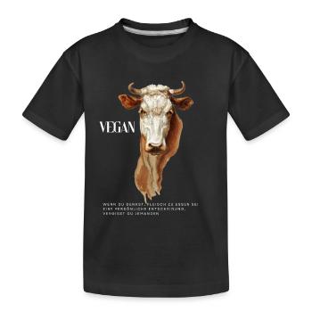 Vegan Kuh - Kinder Premium Bio T-Shirt - Schwarz - Vorne