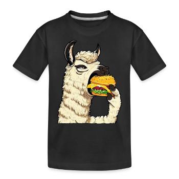 Lama mangeur de cheeseburger - T-shirt bio Premium Enfant - noir - Devant