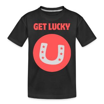 Holen Sie sich Glück/Hufeisen - Kinder Premium Bio T-Shirt - Schwarz - Vorne