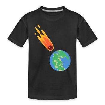 hugadino meteorite hits pangea, dino, dinosaur - Kids' Premium Organic T-Shirt - black - Front