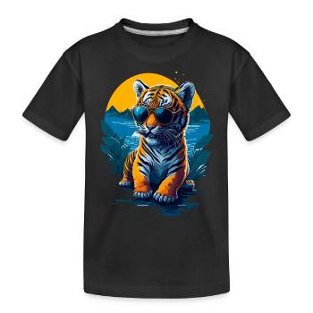 Mignon bébé tigre - T-shirt bio Premium Enfant - noir - Devant