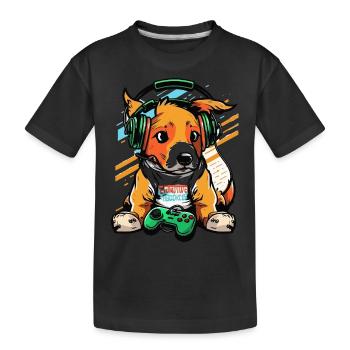 Gamers Hund - Kinder Premium Bio T-Shirt - Schwarz - Vorne