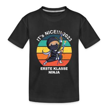 Nice 2023 - Erste Klasse Ninja - Kinder Premium Bio T-Shirt - Schwarz - Vorne